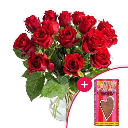 Bouquet 15 red roses | Valentony 180g
